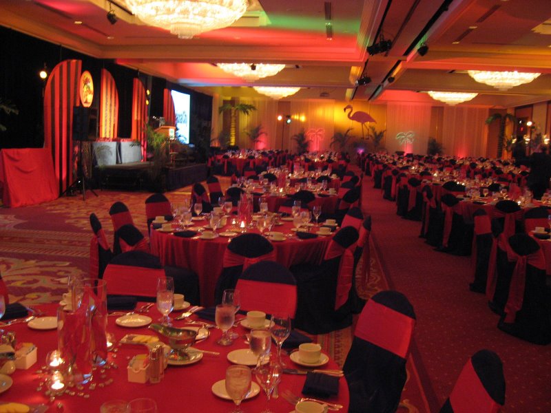 Corporate meeting in the Flamingo room with attendees at tables